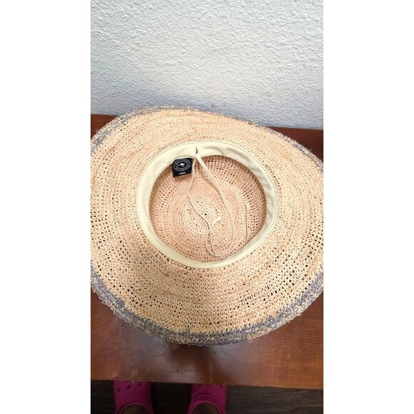 Wallaroo Women's Natural & Gray Raffia Sun Hat Wide Brim & Adjustable Fit - Picture 5 of 8